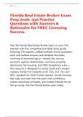 Florida Real Estate Broker Exam &NewLine;Prep 2026&colon; 250 Practice &NewLine;Questions with Answers & &NewLine;Rationales for FREC Licensing &NewLine;Success 