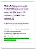 Master Electrician Licensure Exam &lpar;2026&rpar; &ndash; Practice Test Questions&comma; Verified Answers&comma; and Rationales