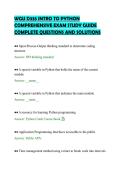 WGU D335 INTRO TO PYTHON&NewLine;COMPREHENSIVE EXAM STUDY GUIDE&NewLine;COMPLETE QUESTIONS AND SOLUTIONS&NewLine;