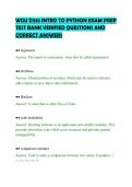 WGU D335 INTRO TO PYTHON EXAM PREP&NewLine;TEST BANK VERIFIED QUESTIONS AND&NewLine;CORRECT ANSWERS&NewLine;