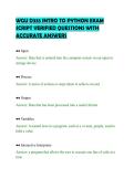 WGU D335 INTRO TO PYTHON EXAM&NewLine;SCRIPT VERIFIED QUESTIONS WITH&NewLine;ACCURATE ANSWERS&NewLine;