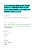 WGU D413 TELECOMMUNICATIONS AND&NewLine;WIRELESS COMMUNICATIONS ACTUAL&NewLine;TEST PAPER COMPLETE QUESTIONS AND&NewLine;ANSWERS FULL SOLUTION&NewLine;