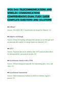 WGU D413 TELECOMMUNICATIONS AND&NewLine;WIRELESS COMMUNICATIONS&NewLine;COMPREHENSIVE EXAM STUDY GUIDE&NewLine;COMPLETE QUESTIONS AND SOLUTIONS&NewLine;