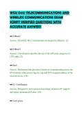 WGU D413 TELECOMMUNICATIONS AND&NewLine;WIRELESS COMMUNICATIONS EXAM&NewLine;SCRIPT VERIFIED QUESTIONS WITH&NewLine;ACCURATE ANSWERS&NewLine;