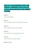 WGU D413 TELECOMMUNICATIONS AND&NewLine;WIRELESS COMMUNICATIONS UPDATED&NewLine;ACTUAL EXAM QUESTIONS AND CORRECT&NewLine;ANSWERS&NewLine;