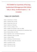 Test Bank for Essentials of Nursing Leadership & Management 8th Edition Sally A&period; Weiss 2027&sol;2028