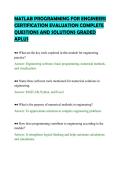 MATLAB PROGRAMMING FOR ENGINEERS CERTIFICATION EVALUATION COMPLETE QUESTIONS AND SOLUTIONS GRADED APLUS&period;pdf&NewLine;&NewLine;