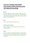 WGU D427 DATABASE MANAGEMENT&NewLine;APPLICATIONS CERTIFICATION EVALUATION&NewLine;TEST PAPER WITH SOLUTIONS&NewLine;