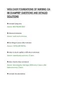 WGU D439 FOUNDATIONS OF NURSING OA&NewLine;88 EXAMPREP QUESTIONS AND DETAILED&NewLine;SOLUTIONS&NewLine;