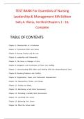 Test Bank for Essentials of Nursing Leadership & Management 8th Edition by Sally A&period; Weiss &vert; Chapters 1&ndash;16 &vert; Complete &vert; Updated 2027&sol;2028