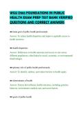 WGU D583 FOUNDATIONS IN PUBLIC&NewLine;HEALTH EXAM PREP TEST BANK VERIFIED&NewLine;QUESTIONS AND CORRECT ANSWERS&NewLine;