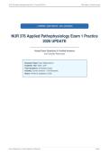 NUR 376 Applied Pathophysiology Exam 1 Practice&NewLine;2026 UPDAT