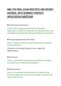 MBA 705 FINAL EXAM PRACTICE AND REVIEW MATERIAL WITH BUSINESS STRATEGY APPLICATION QUESTIONS&period;pdf&NewLine;&NewLine;