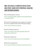 MBA 705 EXAM 2 COMPLETE MOCK EXAM AND STUDY GUIDE WITH STRATEGIC ANALYSIS AND DECISION MODELS&period;pdf&NewLine;&NewLine;