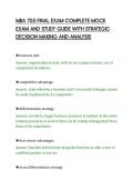 MBA 705 FINAL EXAM COMPLETE MOCK EXAM AND STUDY GUIDE WITH STRATEGIC DECISION MAKING AND ANALYSIS&period;pdf&NewLine;&NewLine;