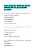 WSET CERTIFICATION EVALUATION TEST&NewLine;PAPER COMPLETE QUESTIONS AND&NewLine;SOLUTIONS