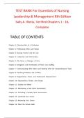 Test Bank for Essentials of Nursing Leadership & Management 8th Edition Sally A&period; Weiss 2027&sol;2028