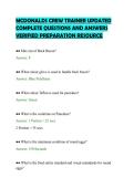 MCDONALDS CREW TRAINER UPDATED COMPLETE QUESTIONS AND ANSWERS VERIFIED PREPARATION RESOURCE&period;pdf&NewLine;&NewLine;