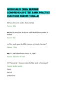 MCDONALDS CREW TRAINER COMPREHENSIVE TEST BANK PRACTICE QUESTIONS AND RATIONALES&period;pdf&NewLine;&NewLine;