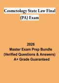 Cosmetology State Law Final &lpar;PA&rpar; Exam PDF &vert; Pennsylvania Cosmetology Laws&comma; Practice Questions & Licensing Exam Review 2026