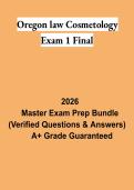 Oregon Law Cosmetology Exam 1 Final PDF &vert; Cosmetology Laws&comma; Licensing Practice Questions & State Board Exam Review 2026