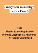 Pennsylvania Cosmetology State Law Exam 3 PDF &vert; PA Licensing Laws&comma; Practice Questions & State Board Exam Review 2026
