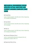 MECHANICAL ENGINEERING DESIGN UPDATED ACTUAL QUESTIONS AND CORRECT ANSWERS COMPLETE STUDY GUIDE&period;pdf&NewLine;&NewLine;