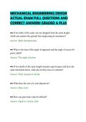 MECHANICAL ENGINEERING DESIGN ACTUAL EXAM FULL QUESTIONS AND CORRECT ANSWERS GRADED A PLUS&period;pdf&NewLine;&NewLine;