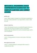 MECHANICAL ENGINEERING DESIGN COMPREHENSIVE EXAMINATION TEST COMPLETE QUESTIONS AND CORRECT ANSWERS&period;pdf&NewLine;&NewLine;