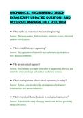 MECHANICAL ENGINEERING DESIGN EXAM SCRIPT UPDATED QUESTIONS AND ACCURATE ANSWERS FULL SOLUTION&period;pdf&NewLine;&NewLine;
