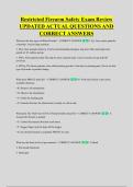 Restricted Firearm Safety Exam Review &NewLine;UPDATED ACTUAL QUESTIONS AND &NewLine;CORRECT ANSWERS