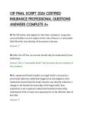 CIP FINAL SCRIPT 2026 CERTIFIED&NewLine;INSURANCE PROFESSIONAL QUESTIONS&NewLine;ANSWERS COMPLETE A&plus;