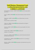 Small Business Management Exam &NewLine;3  UPDATED QUESTIONS AND &NewLine;CORRECT ANSWERS