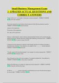 Small Business Management Exam &NewLine;3  UPDATED ACTUAL QUESTIONS AND &NewLine;CORRECT ANSWERS