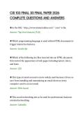 CIS 105 FINAL 50 FINAL PAPER 2026&NewLine;COMPLETE QUESTIONS AND ANSWERS&NewLine;