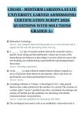 CIS105 - MIDTERM &lpar;ARIZONA STATE&NewLine;UNIVERSITY EARNED ADMISSIONS&rpar;&NewLine;CERTIFICATION SCRIPT 2026&NewLine;QUESTIONS WITH SOLUTIONS&NewLine;GRADED A&plus;&NewLine;