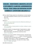 CIS105 - MIDTERM &lpar;ARIZONA STATE&NewLine;UNIVERSITY EARNED ADMISSIONS&rpar;&NewLine;FINAL TEST 2026 QUESTIONS WITH&NewLine;CORRECT ANSWERS GRADED A&plus;&NewLine;