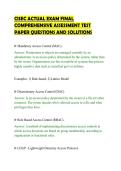 CISEC ACTUAL EXAM FINAL&NewLine;COMPREHENSIVE ASSESSMENT TEST&NewLine;PAPER QUESTIONS AND SOLUTIONS