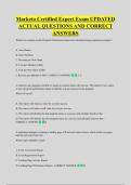 Marketo Certified Expert Exam UPDATED &NewLine;ACTUAL QUESTIONS AND CORRECT &NewLine;ANSWERS