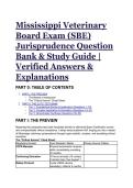 2026&sol;2027 Mississippi Veterinary Board Exam &lpar;SBE&rpar; Jurisprudence S-Tier Study Guide &vert; Verified Q&A & Cheat Sheet