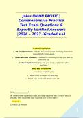 Jakes UNION PACIFIC &vert; Comprehensive Practice Test Exam Questions & Expertly Verified Answers &vert;2026 &ndash; 2027 &lpar;Graded A&plus;&rpar;&NewLine;&NewLine;&NewLine;