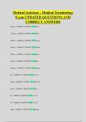 Medical Assistant - Medical Terminology &NewLine;Exam UPDATED QUESTIONS AND &NewLine;CORRECT ANSWERS