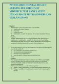 Psychiatric Mental Health Nursing 8th Edition Test Bank