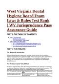 West Virginia Dental Hygiene Board Exam Laws & Rules Test Bank &vert; 2026&sol;2027 WV Jurisprudence S-Tier Pass Assurance Guide