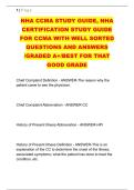 NHA CCMA STUDY GUIDE&comma; NHA &NewLine;CERTIFICATION STUDY GUIDE &NewLine;FOR CCMA WITH WELL SORTED &NewLine;QUESTIONS AND ANSWERS &NewLine;&sol;GRADED A&plus;&sol;BEST FOR THAT &NewLine;GOOD GRADE