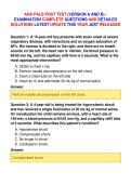 AHA PALS POST TEST &lpar;VERSION A AND B&rpar; &NewLine;EXAMINATION COMPLETE QUESTIONS AND DETAILED&NewLine;SOLUTIONS LATEST UPDATE THIS YEAR JUST RELEASED