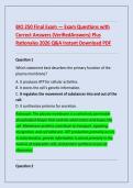 BIO 250 Final Exam &mdash; Exam Questions with &NewLine;Correct Answers &lpar;VerifiedAnswers&rpar; Plus &NewLine;Rationales 2026 Q&A Instant Download PDF 