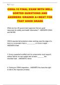 OSHA-10 FINAL EXAM WITH WELL &NewLine;SORTED QUESTIONS AND &NewLine;ANSWERS &sol;GRADED A&plus;&sol;BEST FOR &NewLine;THAT GOOD GRADE
