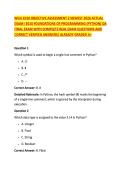 WGU E010 OBJECTIVE ASSESSMENT 2 NEWEST 2026 ACTUAL &NewLine;EXAM&vert; E010 FOUNDATIONS OF PROGRAMMING &lpar;PYTHON&rpar; OA &NewLine;FINAL EXAM WITH COMPLETE REAL EXAM QUESTIONS AND &NewLine;CORRECT VERIFIED ANSWERS&sol; ALREADY GRADED A&plus; 