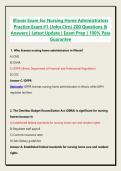 Illinois Exam for Nursing Home Administrators Practice Exam &num;1 &lpar;John Cirn&rpar; 200 Questions & Answers &vert; Latest Update 2026&sol;2027 &vert; Exam Prep &vert; 100&percnt; Pass Guarantee 